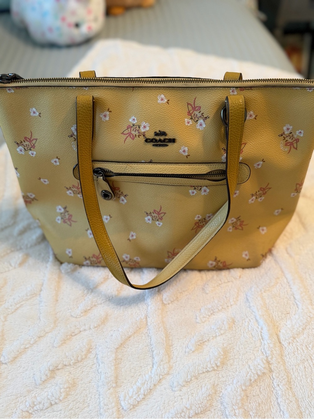 Coach Yellow Floral Zip-Top Tote - Picture 3 of 6